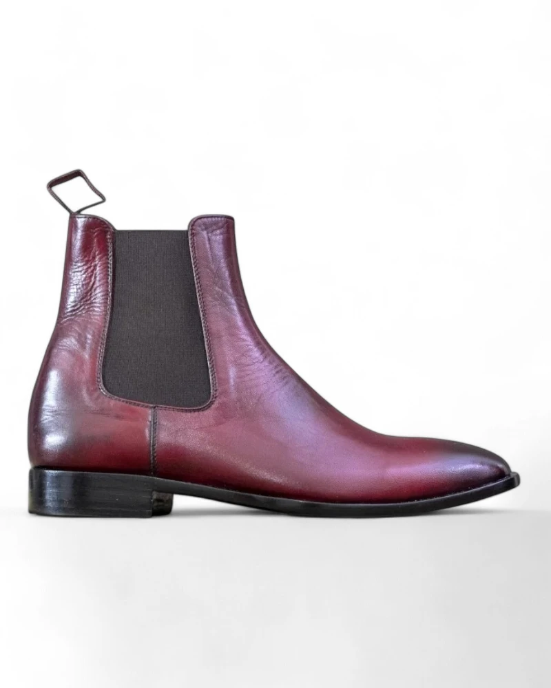 Designer Handmade Burgundy Chelsea Boots from Leather Edges